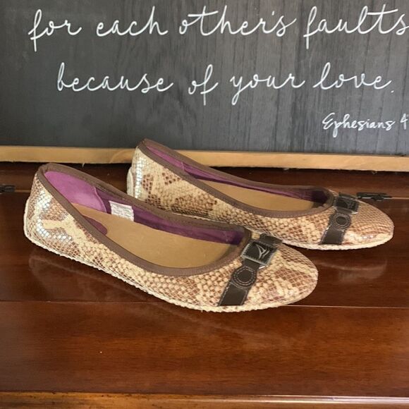 Sperry brown Snakeskin Ballet shoes size 8.5 - Picture 1 of 9